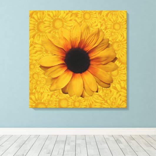 Mooie gele zonnebloemen gewikkeld canvas (Insitu (Houten vloer))