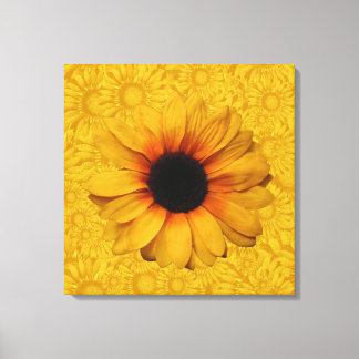 Mooie gele zonnebloemen gewikkeld canvas afdruk