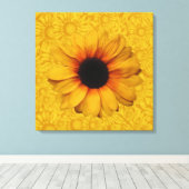 Mooie gele zonnebloemen gewikkeld canvas afdruk (Insitu (Houten vloer))