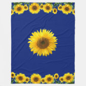 Mooie gele zonnebloemen op blauw fleece deken (Voorkant)