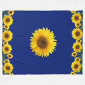 Mooie gele zonnebloemen op blauw fleece deken (Voorkant (Horizontaal))
