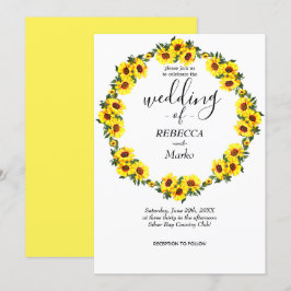 Mooie gele zonnebloemen op een eenvoudige witte ui kaart