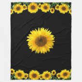 Mooie gele zonnebloemen op zwart fleece deken (Voorkant)