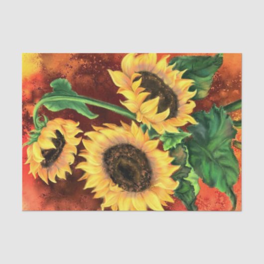 Mooie gele zonnebloemen tissuepapier (Voorkant)