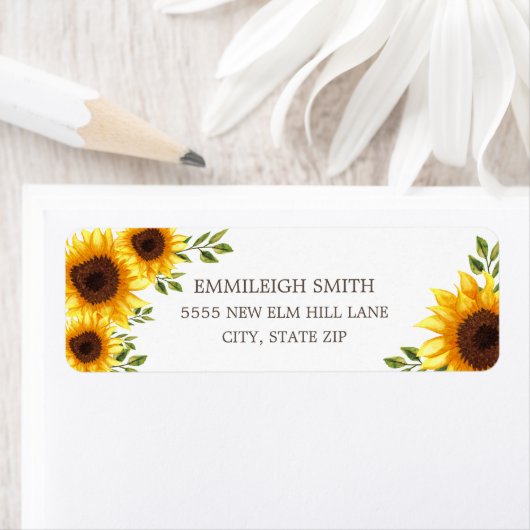 Mooie gele zonnebloemen White Etiket (Insitu)