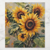 Mooie gele zonnebloemen wijn etiket (Enkel label)