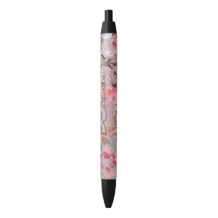 Mooie "geloof in zich" citaatrozen bloemen zwarte inkt pen