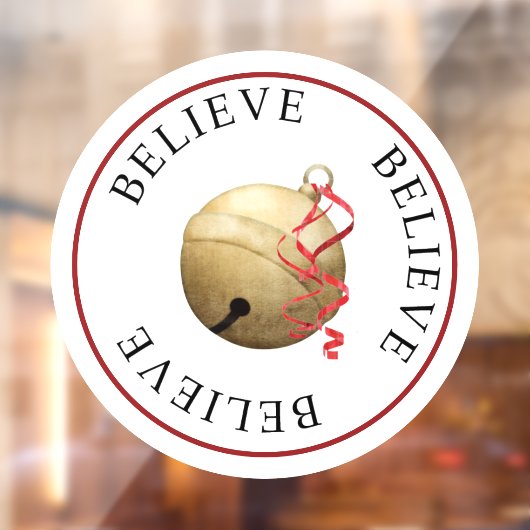 Mooie GELOOF Jingle Bell op witte kerst Raamsticker (Vel 2)