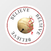 Mooie GELOOF Jingle Bell op witte kerst Raamsticker (Vel)