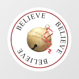 Mooie GELOOF Jingle Bell op witte kerst Raamsticker