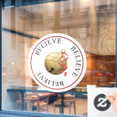 Mooie GELOOF Jingle Bell op witte kerst Raamsticker (Cafe Raam)