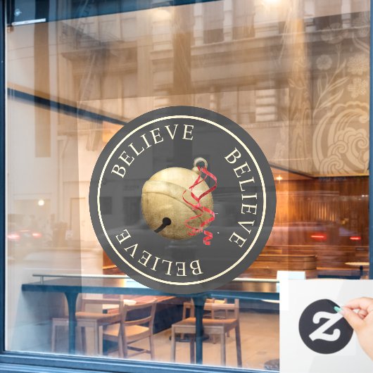 Mooie GELOOF met Jingle Bell Kerstmis Raamsticker (Cafe Raam)