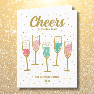 Mooie Gelukkig Nieuwjaar Champagne Glazen Feestdagen Kaart