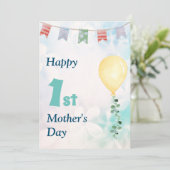 Mooie gelukkige 1e Moederdag kaart (Staand voorkant)
