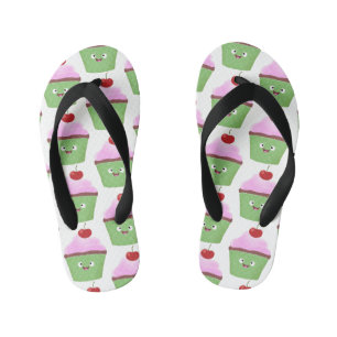 Mooie gelukkige cupcake cartoon illustratie kinder teenslippers