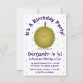 Mooie gelukkige durian cartoonillustratie kaart (Voorkant)