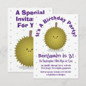 Mooie gelukkige durian cartoonillustratie kaart (Voorkant / Achterkant)