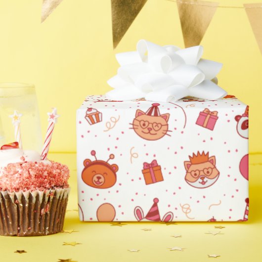 Mooie gelukkige feestdieren inpakpapier (Verjaardagsfeest)