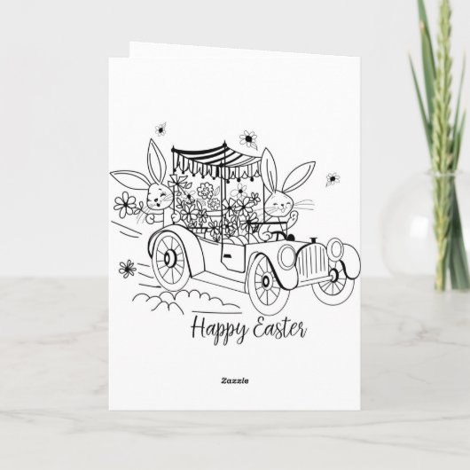 Mooie Gelukkige Kleur Pasen Kaart om te Kleuren  (Achterkant)