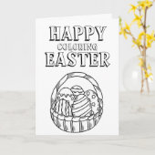 Mooie Gelukkige Kleur Pasen Kaart om te Kleuren (Gele Bloem)