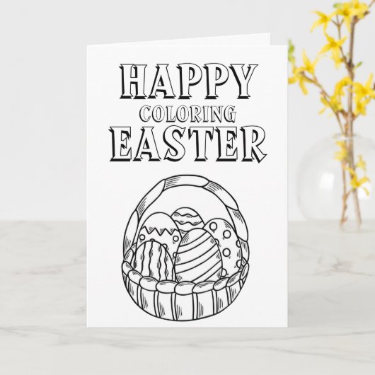 Mooie Gelukkige Kleur Pasen Kaart om te Kleuren (Gele Bloem)