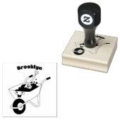 Mooie gelukkige oranje kruiwagen cartoon illustrat rubberstempel (Gestempeld)