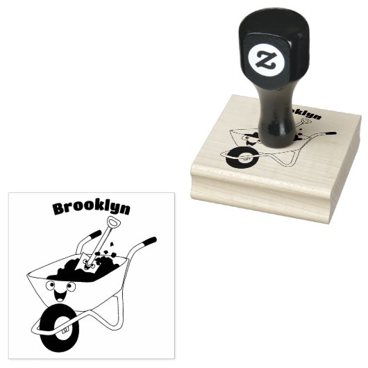 Mooie gelukkige oranje kruiwagen cartoon illustrat rubberstempel (Gestempeld)