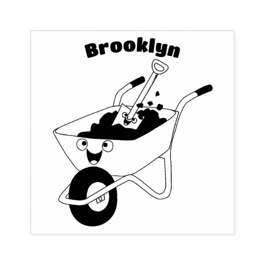 Mooie gelukkige oranje kruiwagen cartoon illustrat rubberstempel (Afrduk)