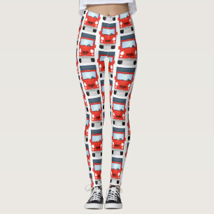 Mooie gelukkige rode vrachtwagen cartoonillustrati leggings