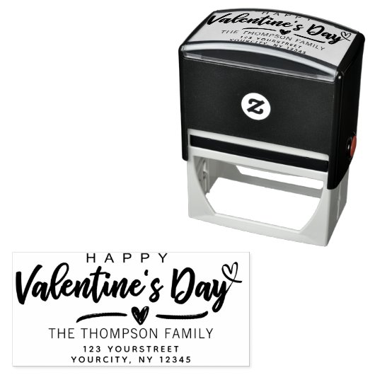 Mooie gelukkige Valentijnsdag moderne terugkeer ad Zelfinktende Stempel (In situ)