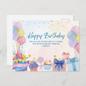 Mooie gelukkige verjaardag briefkaart (Voorkant / Achterkant)