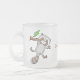 Mooie gelukkige wasbeer baby cartoon illustratie matglas koffiemok
