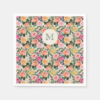 Mooie gemarkeerde bloemtuinrozen elegant servet