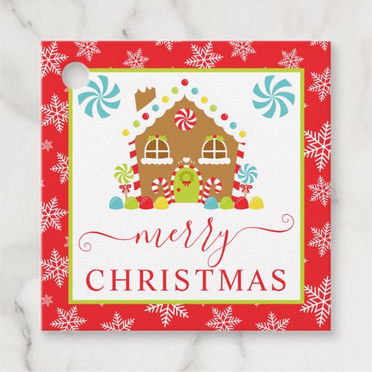 Mooie Gemberhuis Winter Kerstmis Bedankjes Labels (Voorkant)