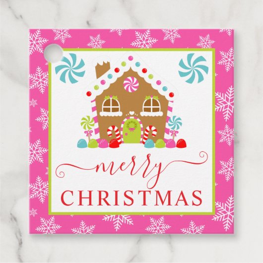 Mooie Gemberhuis Winter Kerstmis Bedankjes Labels (Voorkant)