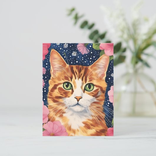 Mooie gemberkat briefkaart (Staand voorkant)