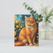 Mooie gemberkat in een Oranje Grove Briefkaart (Staand voorkant)