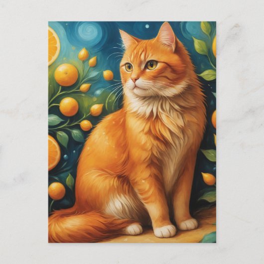 Mooie gemberkat in een Oranje Grove Briefkaart (Voorkant)