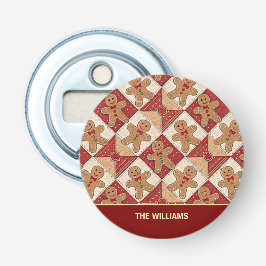 Mooie Gemberkoek Man Patchwork Patroon Stijl Button Flesopener