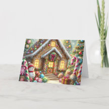 Mooie Gemberkoekhuis met Sneeuwman Kerstmis