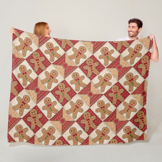 Mooie Gemberkoekman Patchwork Patroon Stijl Fleece Deken (In situ)