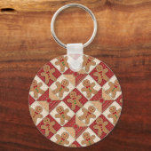Mooie Gemberkoekman Patchwork Patroon Stijl Sleutelhanger (Achterkant)