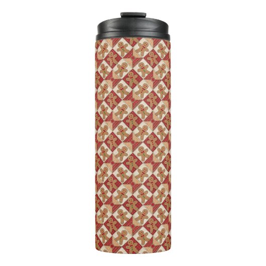 Mooie Gemberkoekman Patchwork Patroon Stijl Thermosbeker (Voorkant)