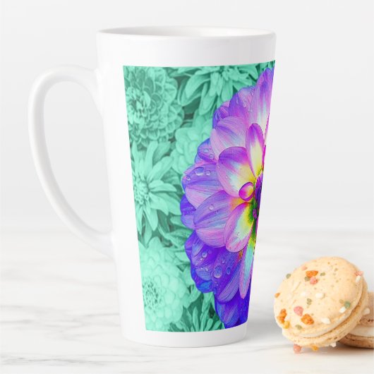 Mooie gemengde kleur Dahlia Flower Latte Mok Cup (In situ)