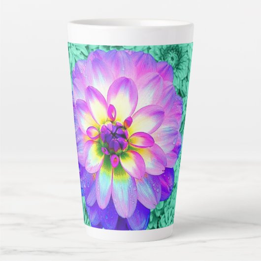 Mooie gemengde kleur Dahlia Flower Latte Mok Cup (Voorkant)