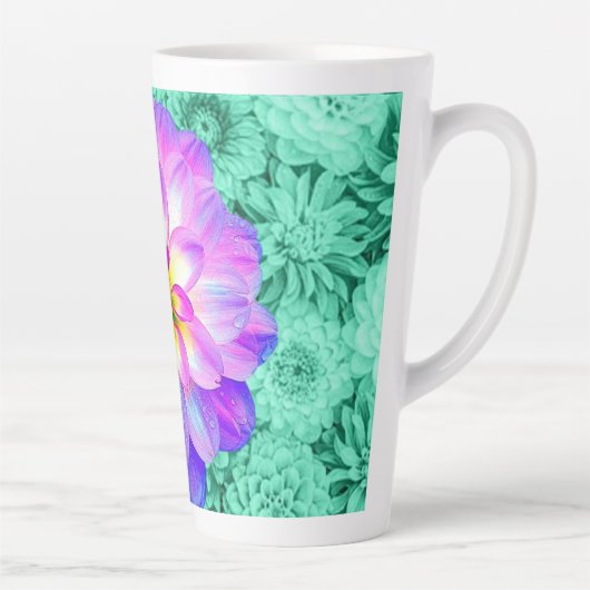 Mooie gemengde kleur Dahlia Flower Latte Mok Cup (Rechts)