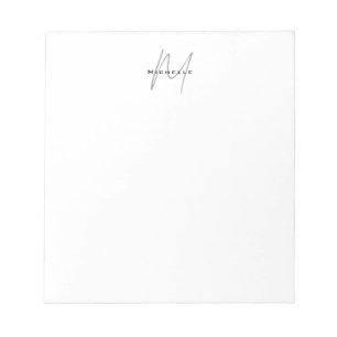 Mooie gemonogrammeerde zwart wit grijs kalligrafie notitieblok