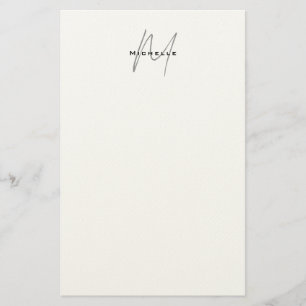 Mooie gemonogrammeerde zwarte witte grijze kalligr briefpapier