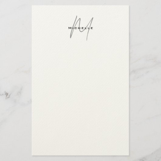Mooie gemonogrammeerde zwarte witte grijze kalligr briefpapier (Voorkant)