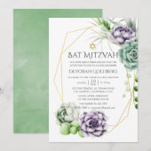 Mooie Geometrische Bat Mitzvah Kaart (Voorkant / Achterkant)